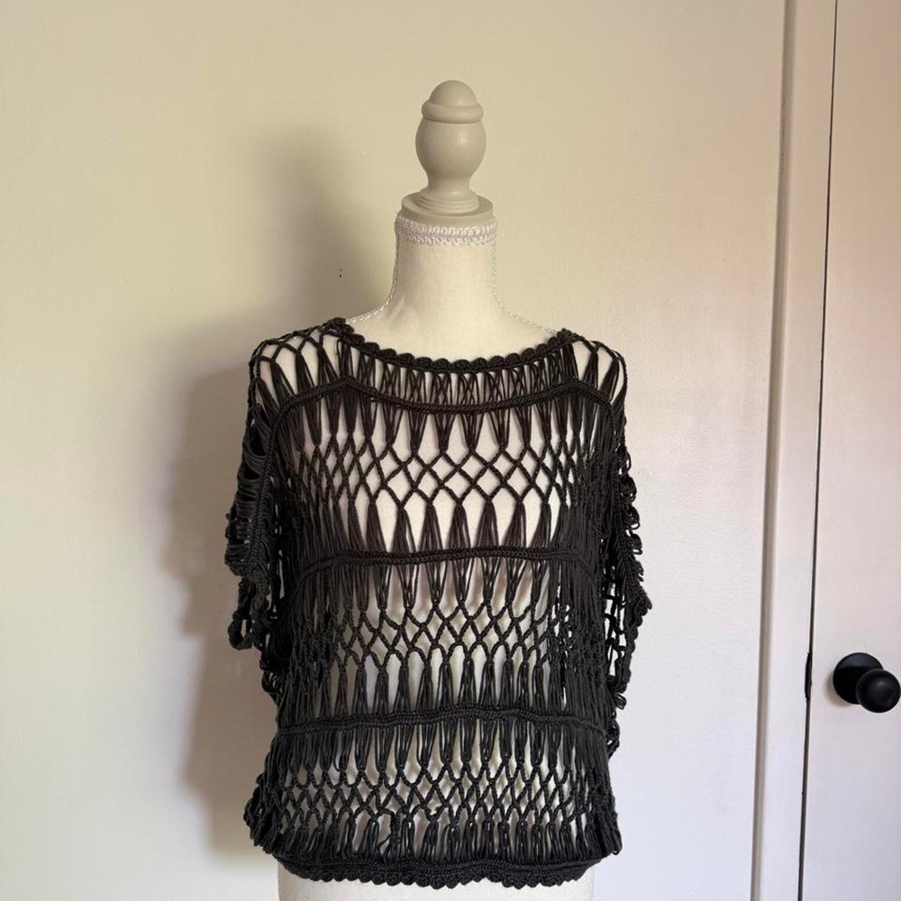 Forever 21 Gray cCrochet Boho Knit Top